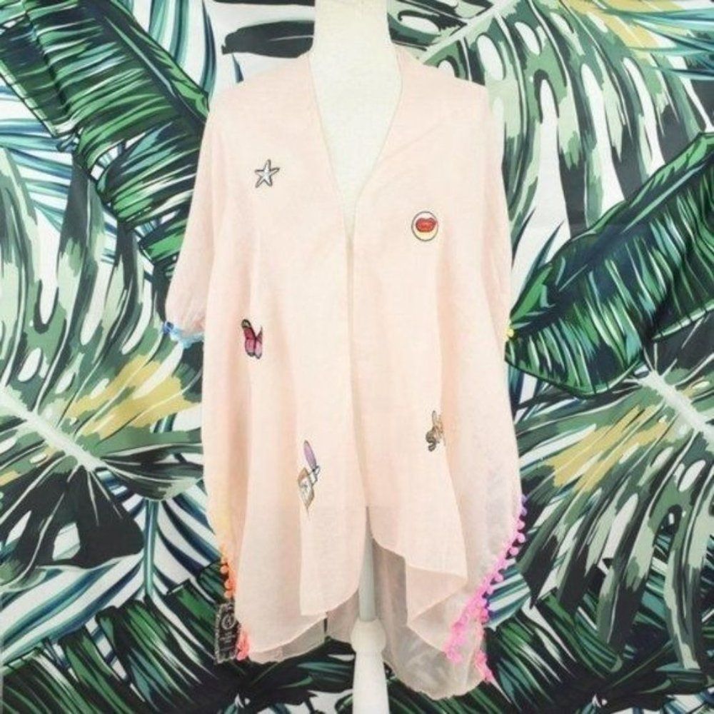 New makeup glam sequin boutique shawl wrap pink shawl cardigan OS